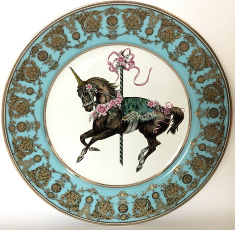 Unicorn Plate or Teacup & Saucer Set, 8 oz, Porcelain