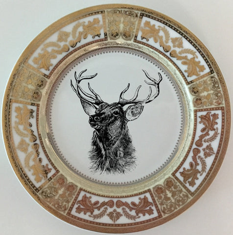 Deer Plate or Teacup & Saucer Set, 8 oz, Porcelain