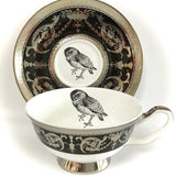 Owl Teacup & Saucer Set, 8 oz, Porcelain