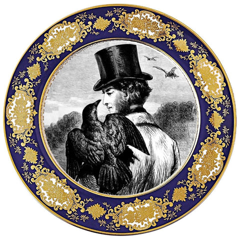 "Man With Raven" Plate or Teacup & Saucer Set, Porcelain