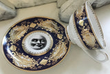 Moon Face Teacup & Saucer Set, 8 oz, Porcelain