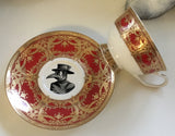 Red and Gold Plague Doctor Plate or Cup & Saucer Set, Porcelain