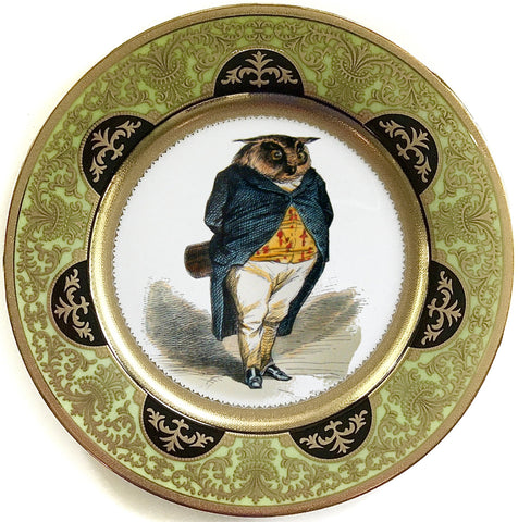 Anthropomorphic Owl Plate or Teacup & Saucer Set, 8 oz, Porcelain