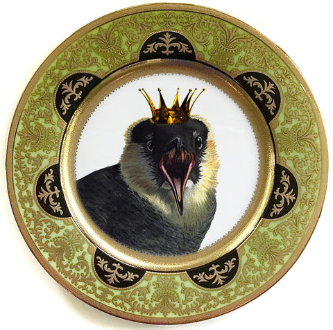 Screeching Bird Plate or Teacup and Saucer Set, 8 oz, Porcelain