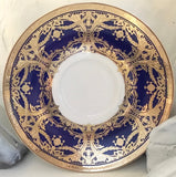 Customizable Gold and Blue Plate or cup & Saucer Set, porcelain