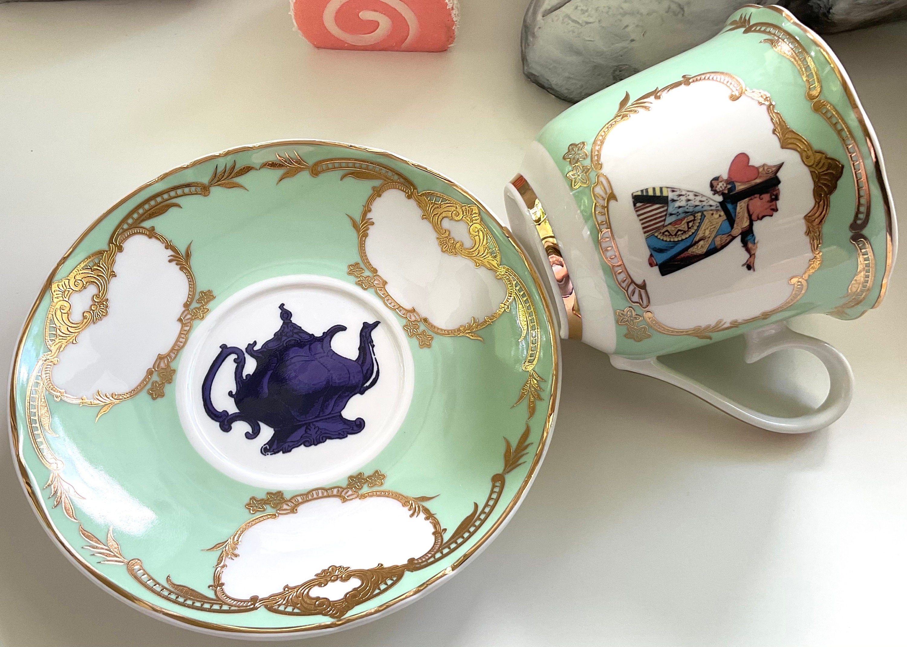 Green And Blue For Preorder - Alice in Wonderland Teacup & Saucer Set, –  Angioletti Designs