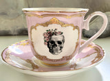 Rose Skull Teacup & Saucer Set, 8 oz