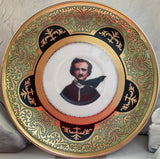Green and Black Edgar Allan Poe Plate or Teacup & Saucer Set, 8 oz, Porcelain