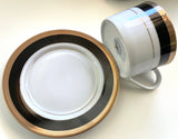 Customizable Black & Gold Plate or cup & Saucer Set, Porcelain
