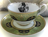 Gothic "Man With Raven" Plate or Teacup & Saucer Set, 8 oz, Porcelain