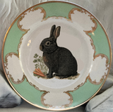 Pink, Blue or Green Rabbit Plate, Vegan Bone China. Durable and Food Safe.