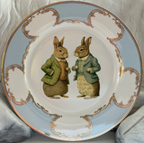 Pink, Blue or Green Rabbit Plate, Vegan Bone China. Durable and Food Safe