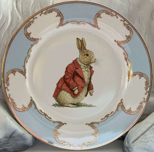 Balery Alphabet Print Bone China Decorative Plate Ceramic Dinner Plates Art Crafts With Display Stand 7in